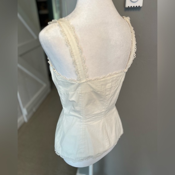 Vintage MaxMara Corset Lace Detail Button Up Tank Top Blouse - Picture 11 of 12